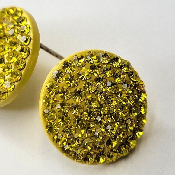 Yellow Rhinestones Small Earrings - Picture 1 of 10